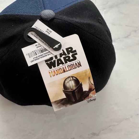 NWT Disney Star Wars Mandalorian black blue split Adult Snapback Hat Baseball - Picture 3 of 12